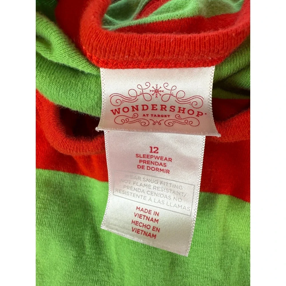 WonderShop At Target Kids Red Green Striped Pajamas Sleepwear Size 12